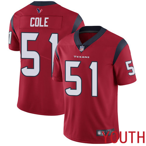 Houston Texans Limited Red Youth Dylan Cole Alternate Jersey NFL Football #51 Vapor Untouchable